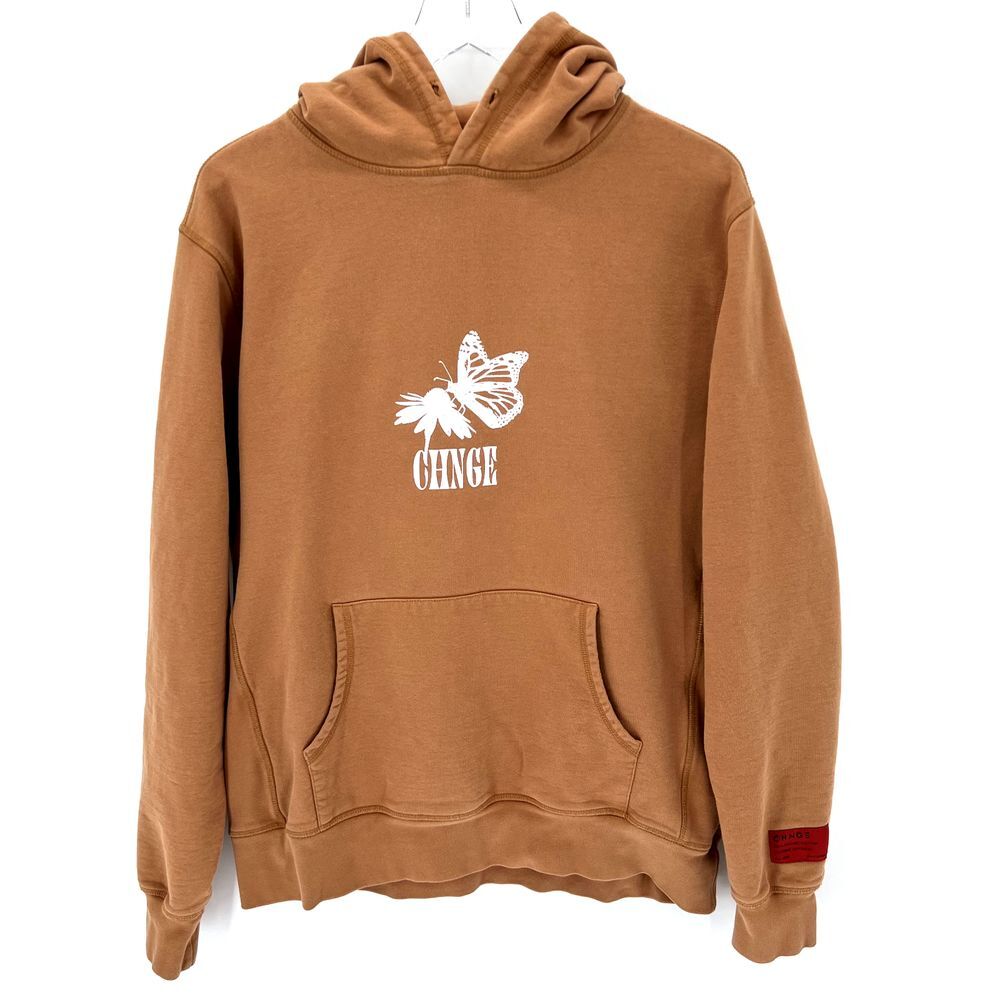 CHNGE Brown Hoodie with White Butterfly Logo